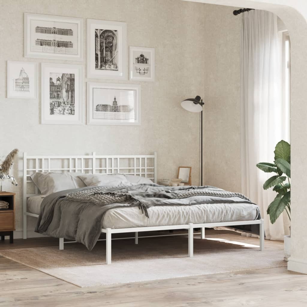 Giroletto con Testiera Metallo Bianco 160x200 cm 2404724