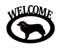 Bernese Mountain Dog Handcrafted Metal Welcome Sign black silhouette Made in USA