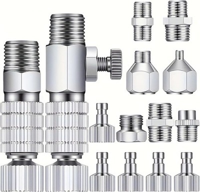 16 Pcs Airbrush Adapter Set 1-8 and 1-4 Inch Male Female Quick Disconnect Kit