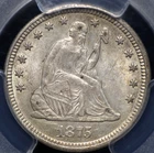 1875 SEATED LIBERTY QUARTER PCGS MS 62 DUSKY GREYING WHITE WITH SOME FAINT FUZZY