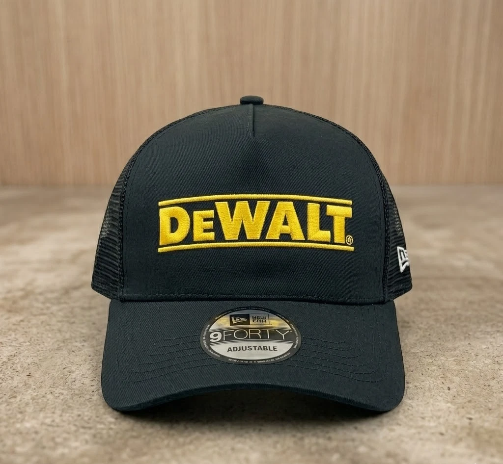 DeWALT Trucker Hat Black Mesh Back Adjustable Cap Men’s