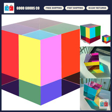 Colorful Acrylic Mixing Cube Prism 3.93" for Physics Education Office Decor, S