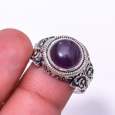 Purple Amethyst - Mashamba Solitaire Gemstone 925 Sterling Silver Ring s.7 Sku27