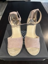 Vince Camuto Leera Espadrille Wedge Sandals 7M Precious Beige Ankle Strap