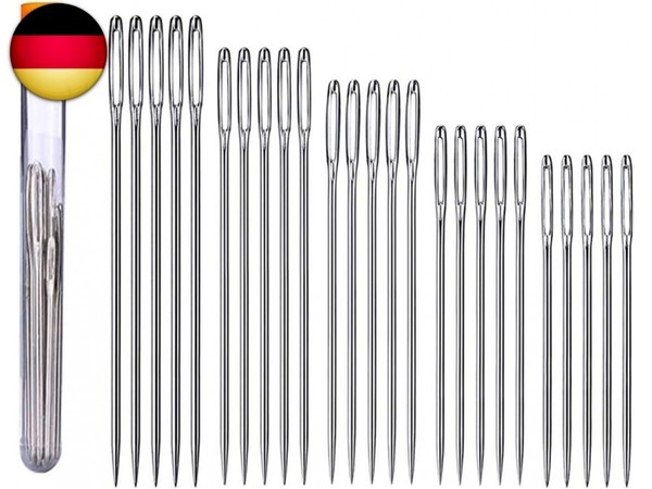 Big Eye Blunt Nadel,25 StüCk Stumpfe Nadel Stahl Groß Auge Garn Sticknadel N-image
