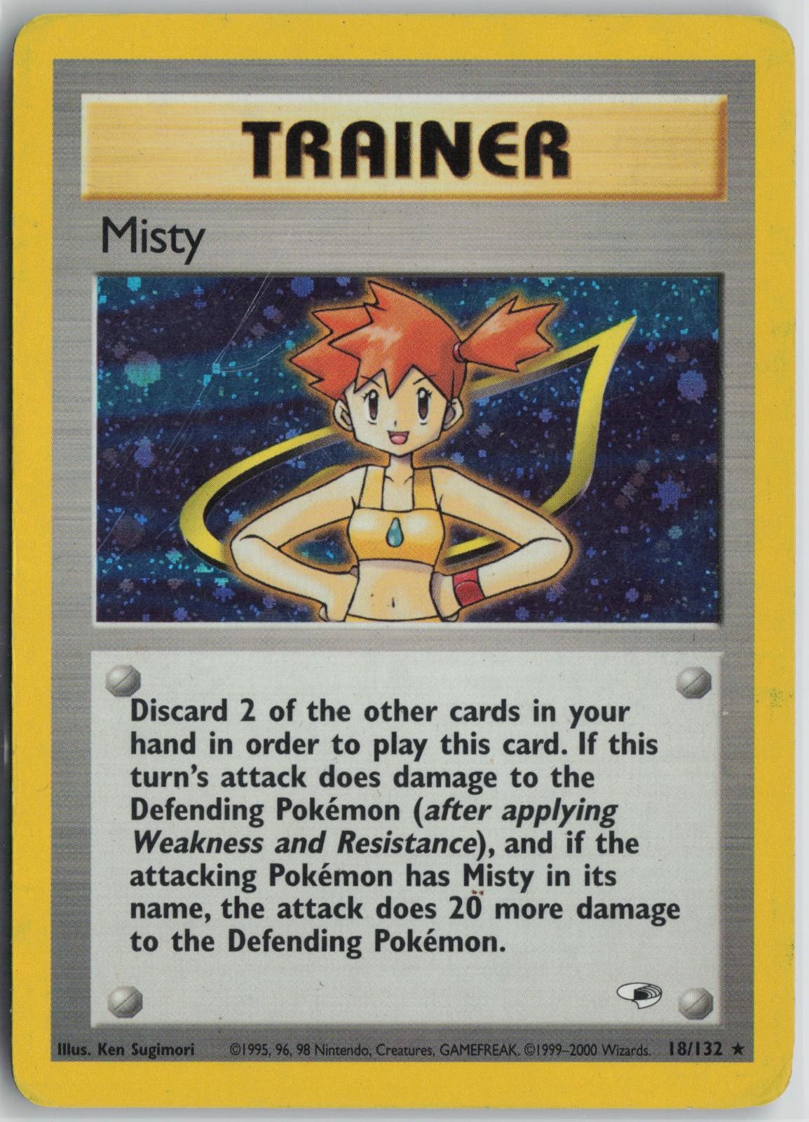 Misty 18/132 Holo Rare Gym Heroes Pokemon Unlimited Holo Moderately Played