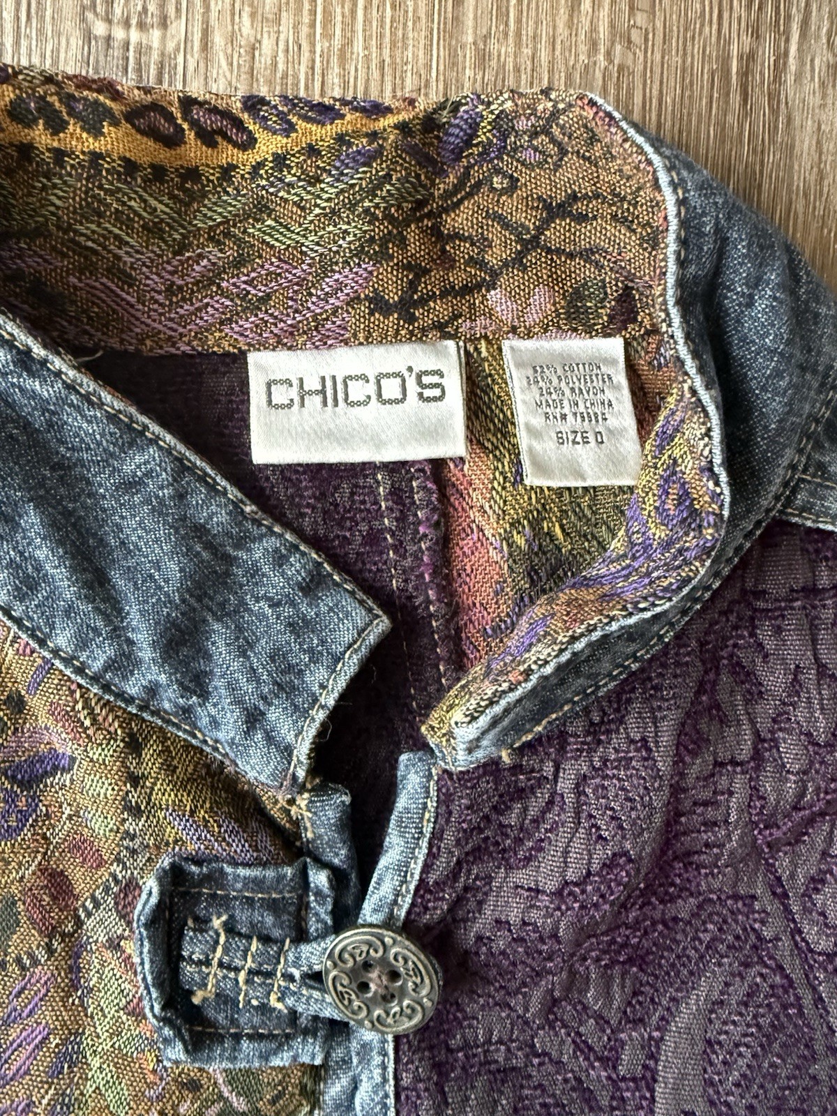 Vintage Chico’s Patchwork Denim Jacket With Butto… - image 2