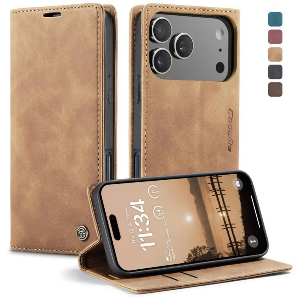 For iPhone 17 17Pro 17Max 17Air Premium Leather Wallet Magnetic Flip back case - Image 2 of 4