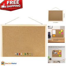 Cork Board with Oak Frame - Wall-Mounted, Ideal for Office and School