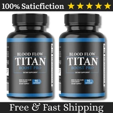 (2 Pack) Blood Flow Titan Boost Pro Mens Blood Flow Supplement - 90 Capsules..