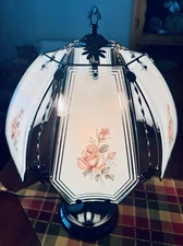 BEAUTIFUL OK Lighting Pink Rose Panel Table 3 Way Touch Lamp Absolutely Stunning