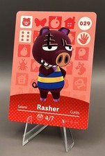 029 Rasher - Animal Crossing Amiibo Card - Series 1 - Authentic NM
