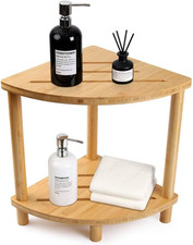 Upgraded Bamboo Corner Shower Stool for inside Shower Waterproof,2-Tier Shower F