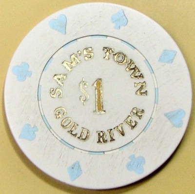 Sam's Town Gold River. $1 Casino Chip. Jackpot, NV. 23b.