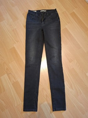Levi s Premium 721 High Rise Skinny Jeans Hose W25 L30 Schwarz Stretch Jeanshose