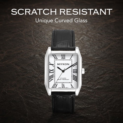Orologi Vintage Uomo - Tank Square Silver Orologio Analogico con Nero Originale... - Foto 6 di 7