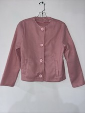 Girls Pink Long Sleeve Cotton Button Down Jacket Size L