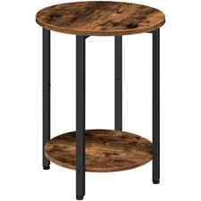 Round Side Table, Wooden Look Accent End Table for Sofa Couch, Round Nightsta...