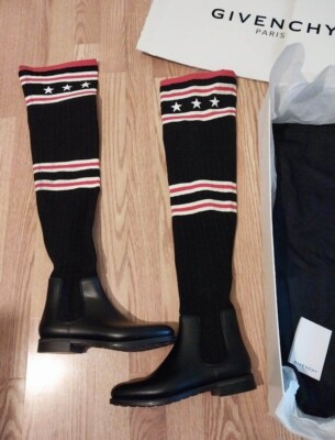 NEW! Givenchy Storm Sock Knit Thigh High Over Knee Rain Boots
