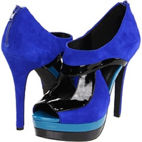 Jessica Simpson Evannan Royal Blue Suede Zip -Back Platform Shootie Heel, 8.5M - Picture 1 of 4