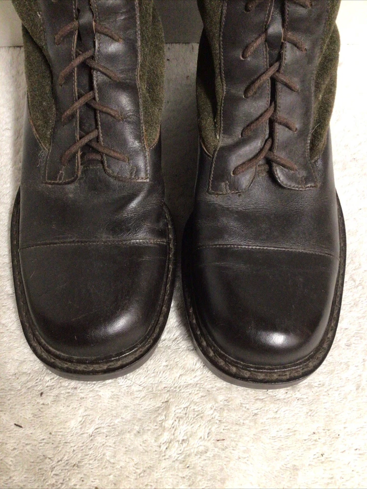 Botas de montar Ralph Lauren Regina con cordones cuero lana verde WG3752B talla 6,5 B Foto 3 de 4