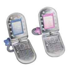 Flip Phone Shaped Photocard Holder Waterproof Leather Card Case, Hold 2-3 Cards