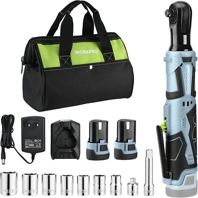 WORKPRO Cordless Electric Ratchet Wrench 3/8'' 12V 40 Ft-lbs Ratchet Wrench Kits