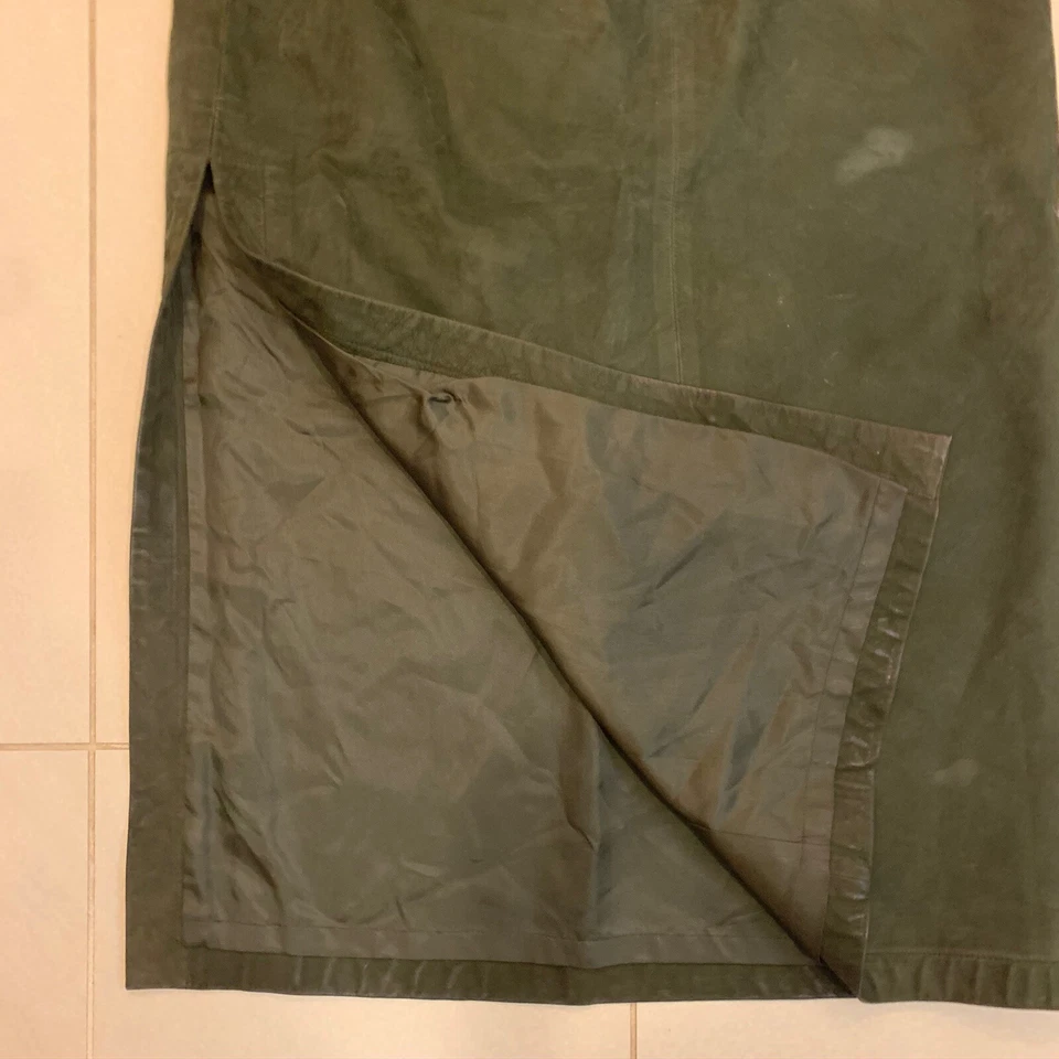 Falda midi vintage de cuero gamuza Ellen Tracy 6 verde cazador $300 Foto 3 de 3