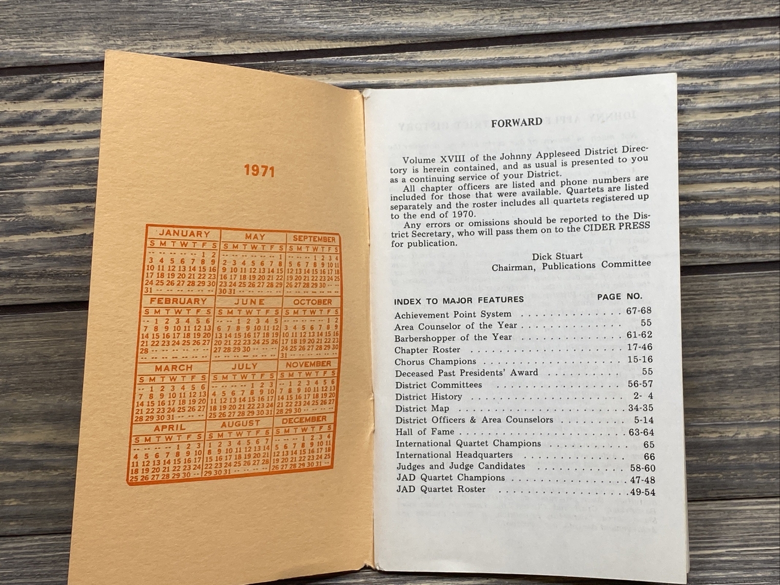 Vtg Booklet Johnny Appleseed District Directory Address Phone Book 1971