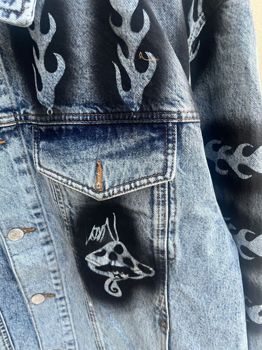 Dries Van Noten × Stussy , Q.2 / Stencil Denim Jacket in Dries Van Noten × Stussy , Q.2 / Stencil Denim Jacket in