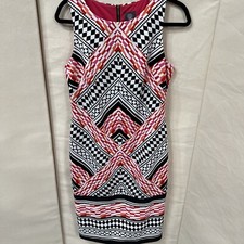 Vince Camuto Multicolor Geometric Print Sleeveless Sheath Pencil Dress Size 6