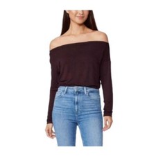 Paige Womens Red Wine Off the Shoulder Long Sleeve Knit Bodysuit Sz L New