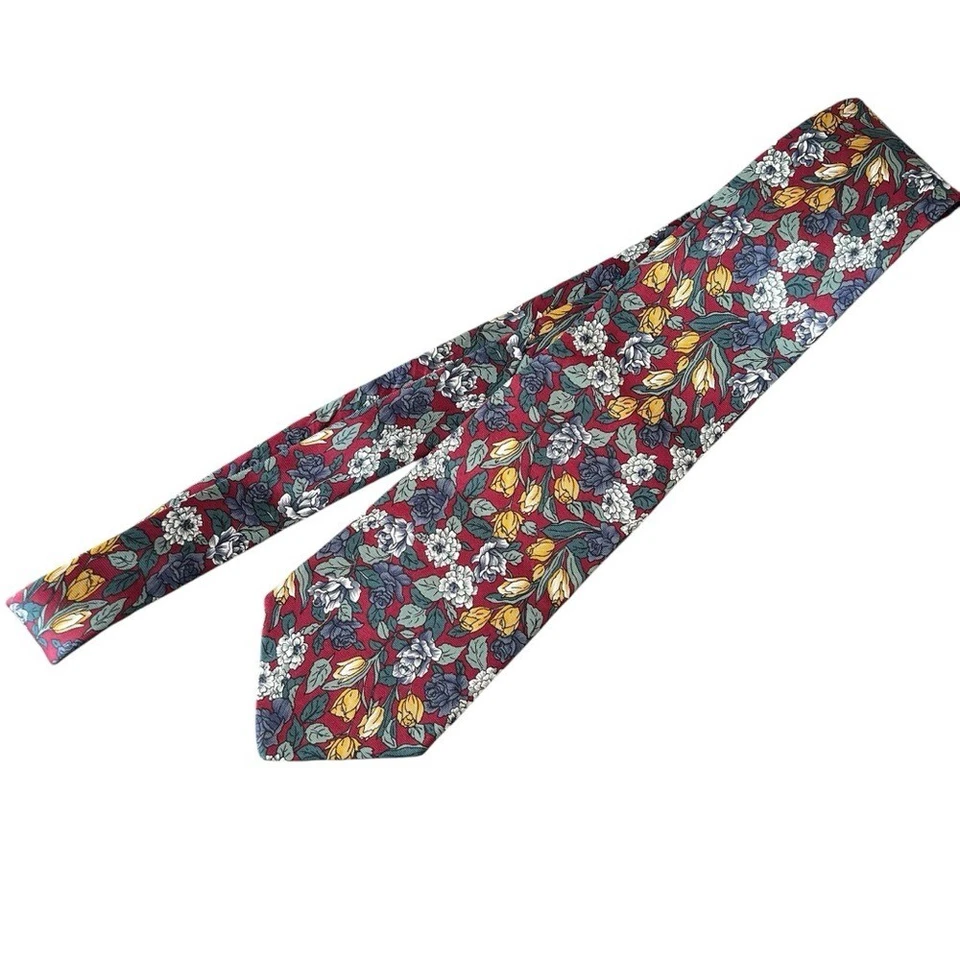 Corbata Lands' End 100% Seda Para Hombre Floral Multicolor Navidad Verano Primavera Foto 4 de 4