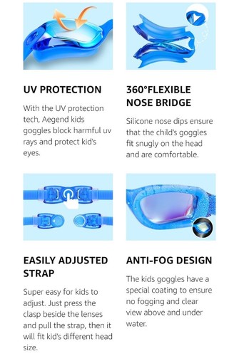 Kids Swim Goggles, Pack of 2 Swimming Goggles for Children Boys & Girls Age 3-14 - Picture 11 of 11