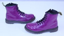 Dr. Doc Martens Air Wair Delaney Hot Purple Ankle Boots Zip 3 Youth Girls GS Hip