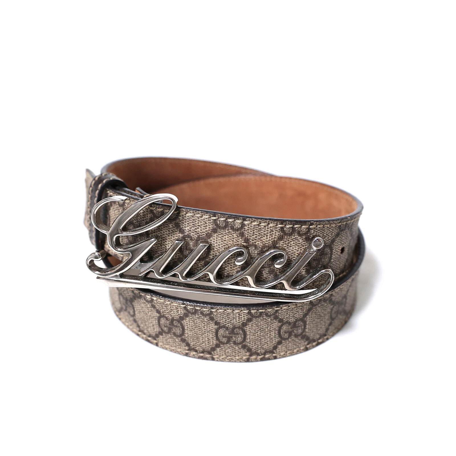 Boucle logo GUCCI GG Supreme 181830 497717 85/34 beige homme accessoires