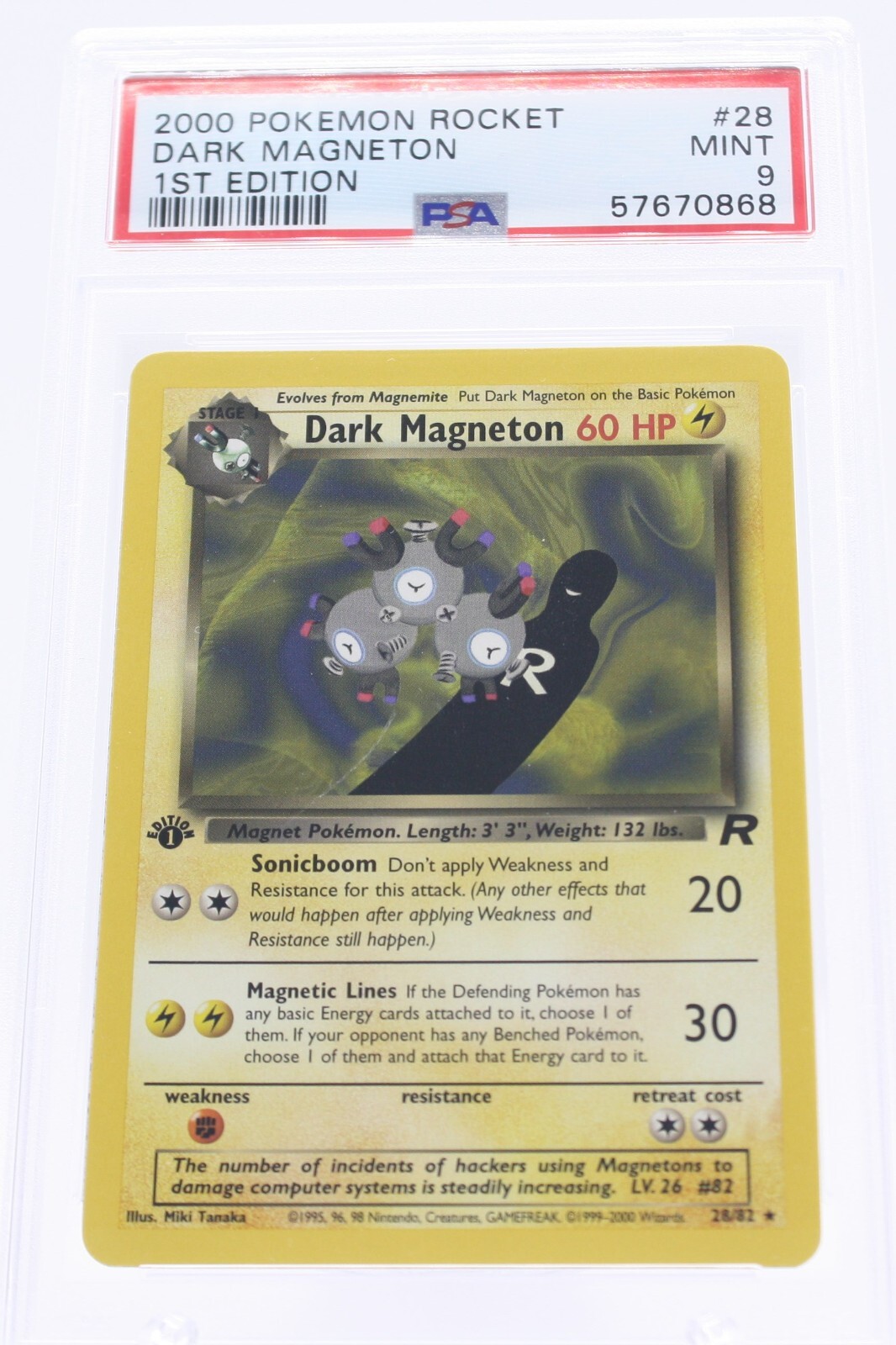 PSA 9 MINT 2000 Pokémon Team Rocket #28 Dark Magneton 1st Edition !!!