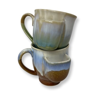 Creative Co-Op 16 oz. Stoneware Mug with Tea Bag Holder, Reactive Glaze Two Pc