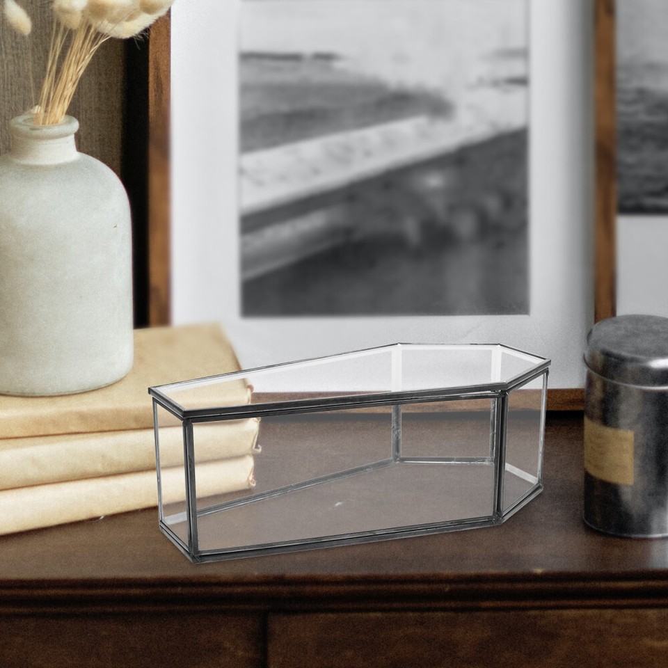 Glass Coffin Jewelry Box Vintage Keepsake Display Case Candy Box