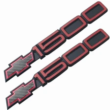 2Pc 88-98 Bowtie 1500 Door Emblem Nameplate Red Badge 