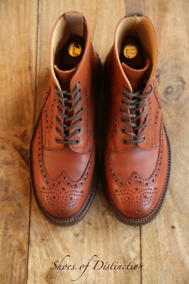 Alfred Sargent Bumfries Brown Brogue Leather Derby Boots Shoes