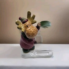 Ceramic Holiday Winter Moose Figure – 12.5” Tall, 1 Piece Seasonal Decor