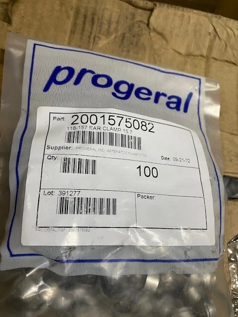 (100 PACK) Progeral 15.7mm Stainless Steel Single Ear Oetiker Clamps 118-157