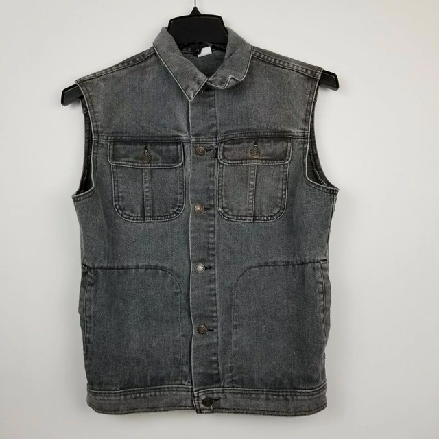 Levis Movin' On Black Denim Jean Vest Vintage Mens Small | eBay