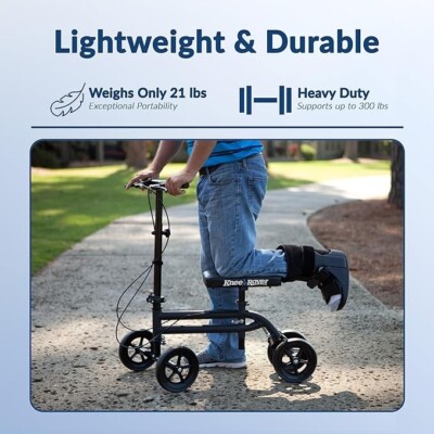 KneeRover Knee Scooter Steerable Knee Walker Crutch - Matte Black