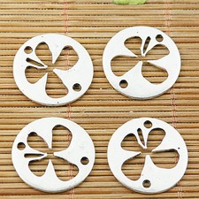 12pcs tibetan silver plated 2sided round hollow charm connector EF1514