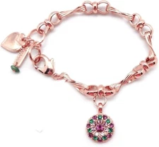 Mariana Tigris Rose Gold Guardian Angel Bracelet in Dark Purple & Green 1048 NWT