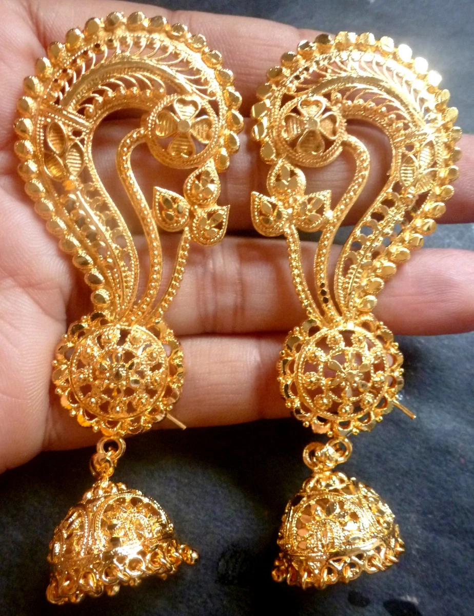 Unique Earrings Jhumki Indian Handmade Jewelry Trending Long Dangle Drop  Earrings Jhumka Gold Best Gift for Her Birthday Wedding Anniversary - Etsy