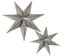 2pcs Paper Star Lanterns 7 Point Star Hanging Christmas Paper Lampshade Light