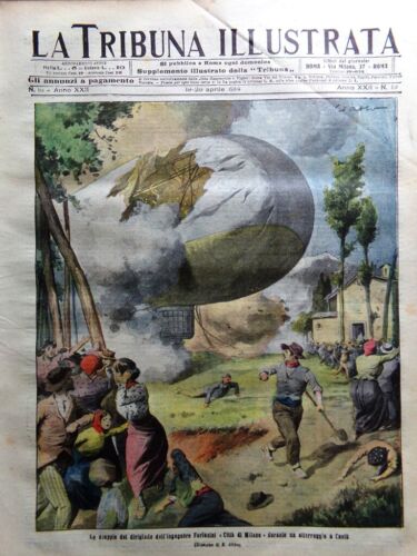 La Tribuna Illustrata 19 Aprile 1914 Dirigibile Milano Bracco Trilussa Messico - Foto 1 di 4